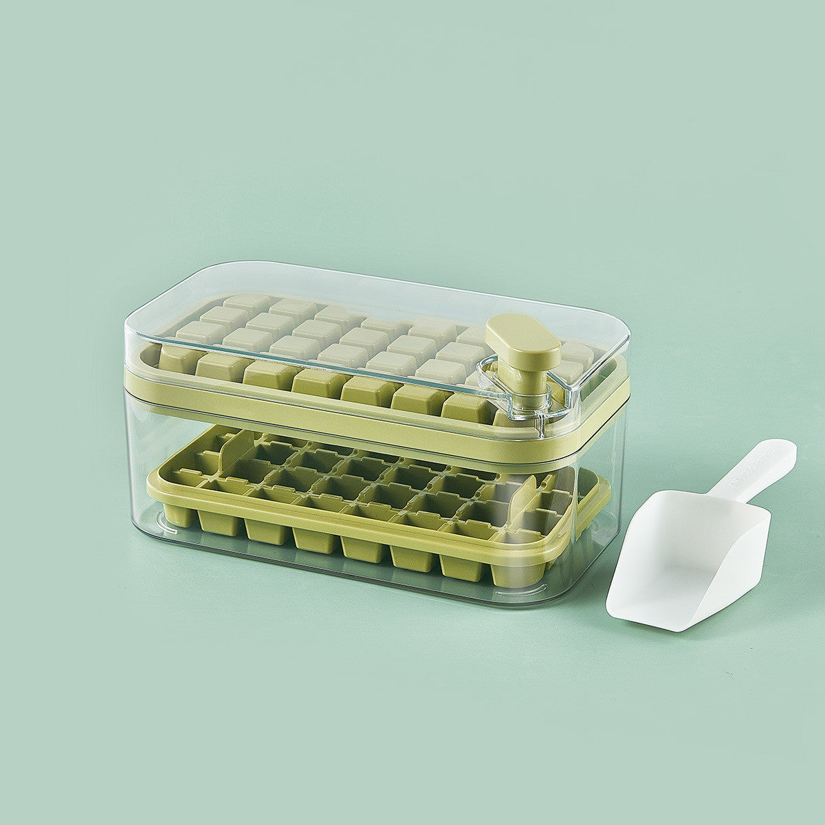 One-Button Ice Cube Maker Tray with Storage Box