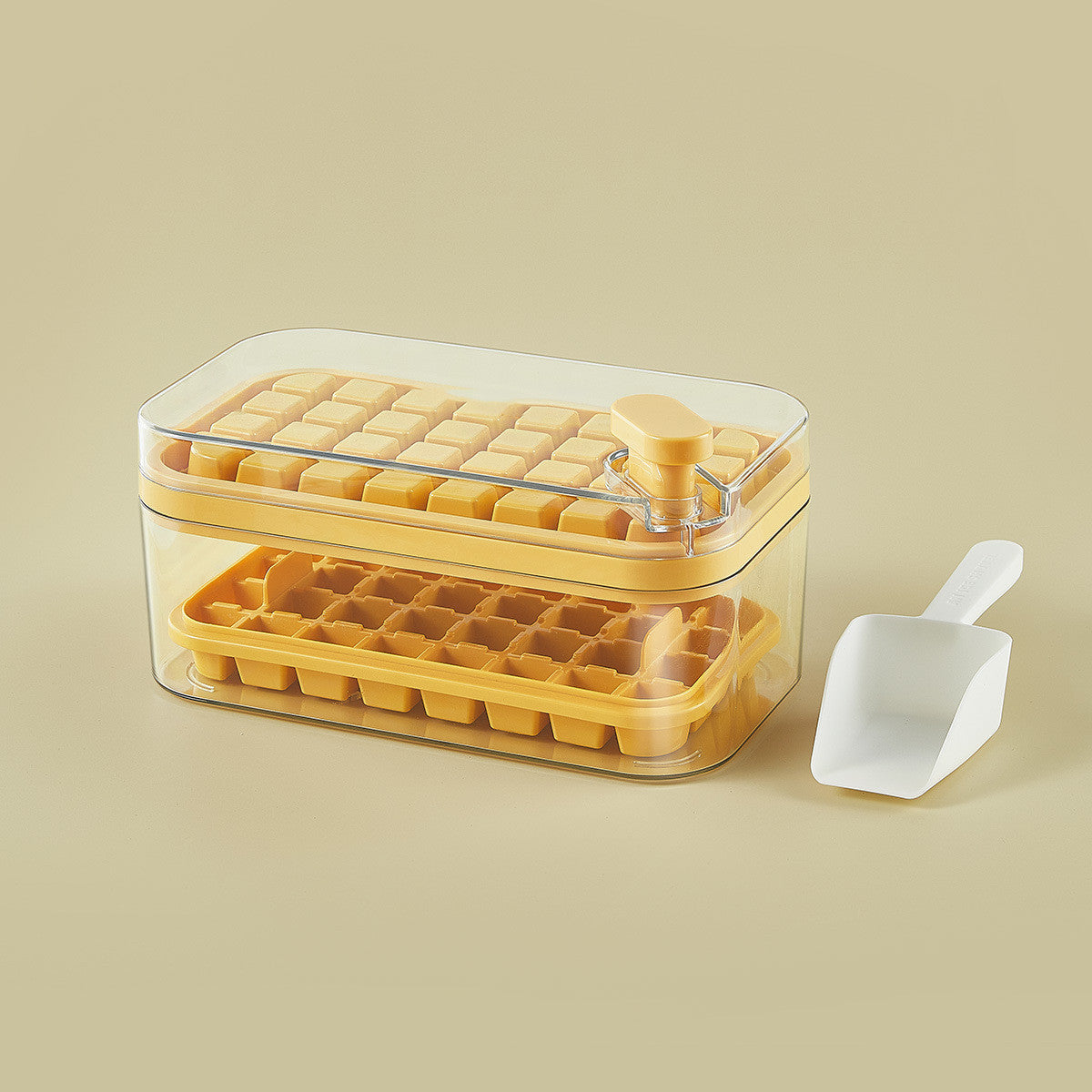 One-Button Ice Cube Maker Tray with Storage Box