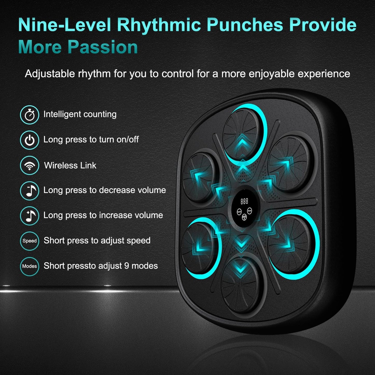 Smart Music Boxing Wall – LED Workout Trainer for Home