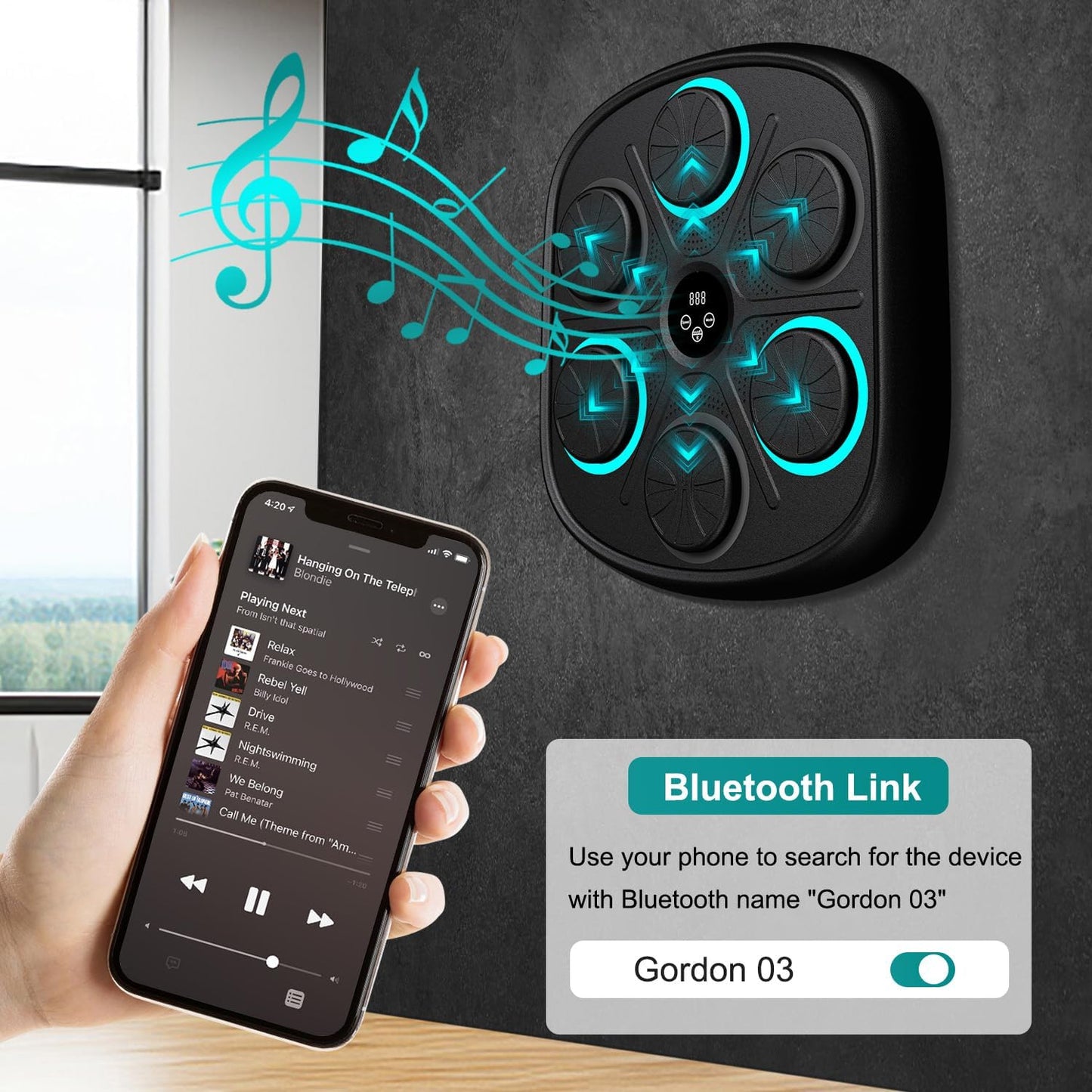 Smart Music Boxing Wall – LED Workout Trainer for Home