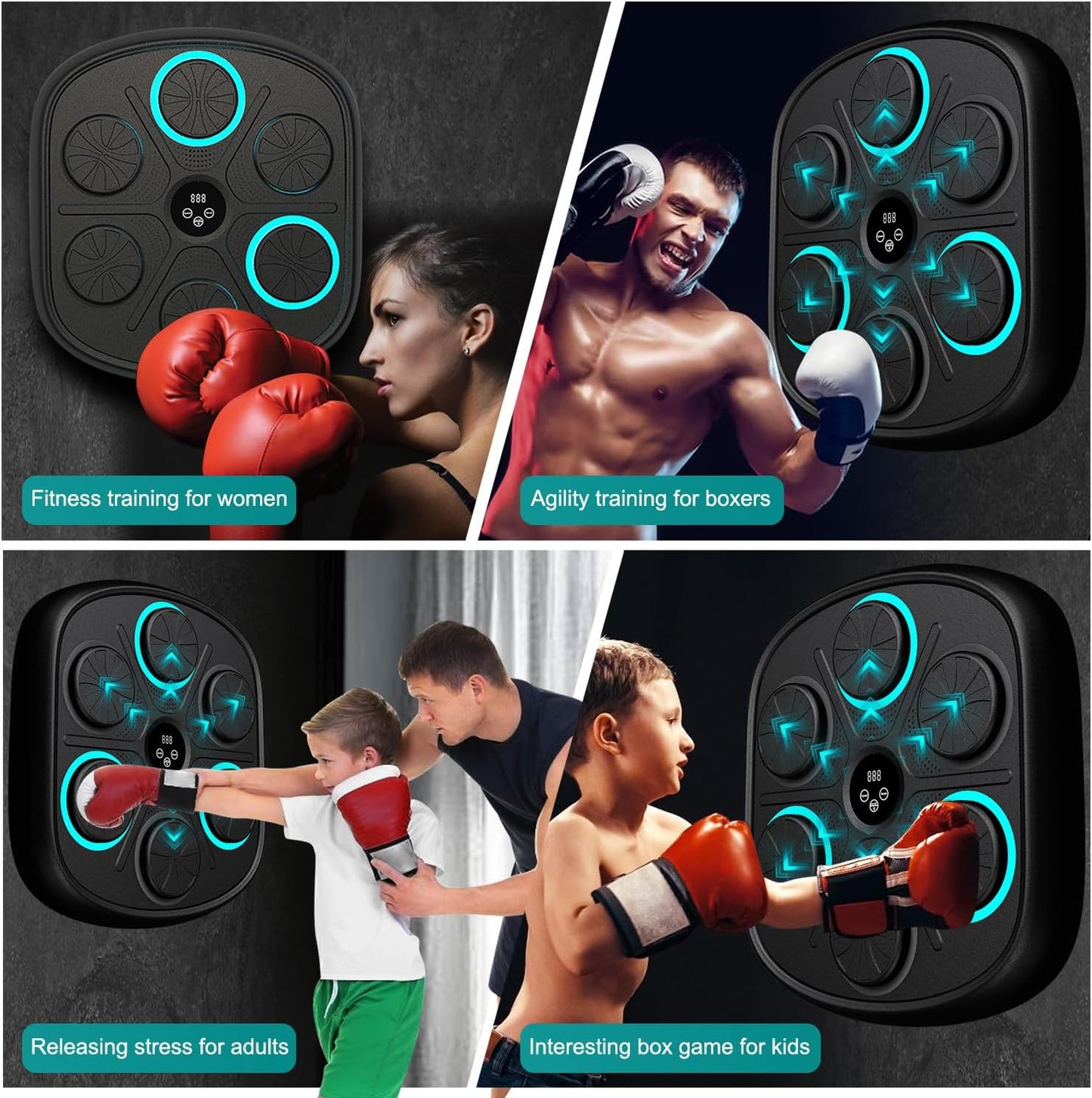 Smart Music Boxing Wall – LED Workout Trainer for Home