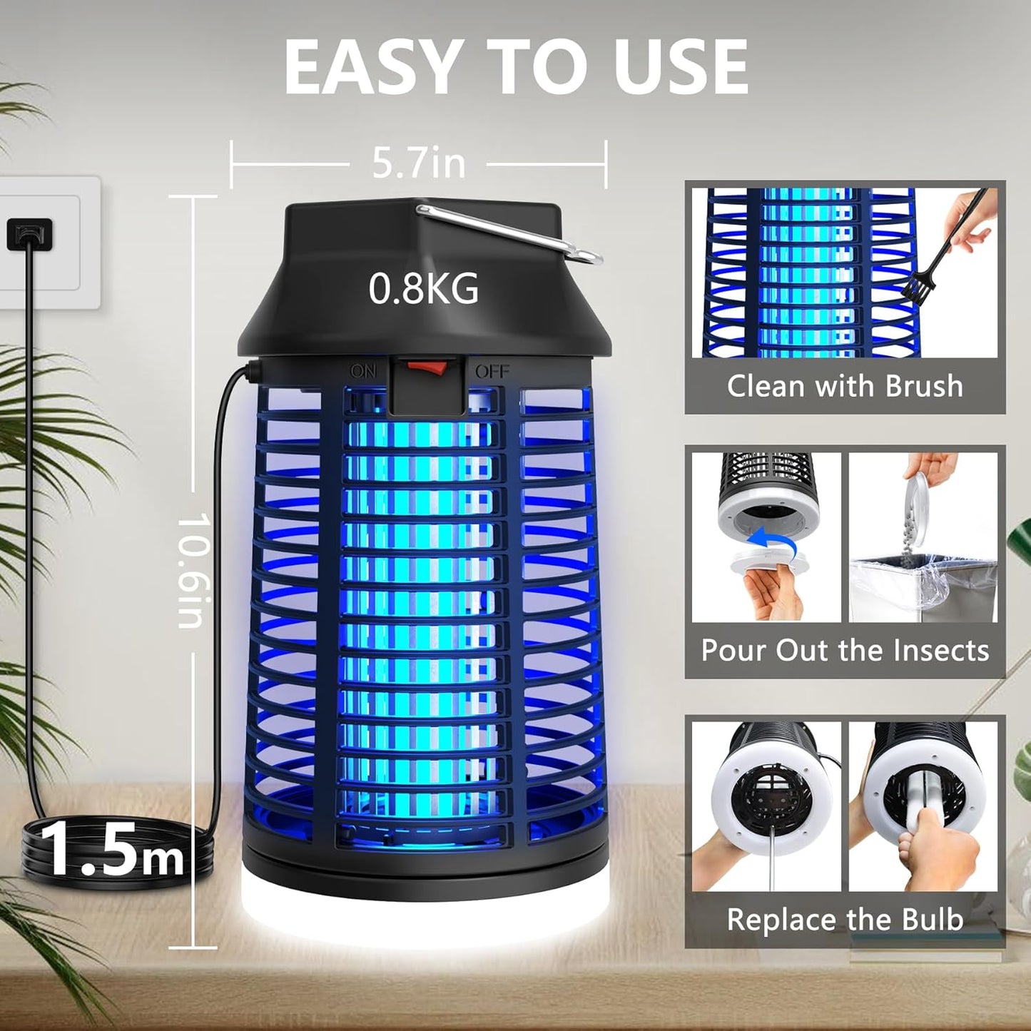 4200V Bug Zapper with LED & Remote – Waterproof Outdoor Mosquito Killer