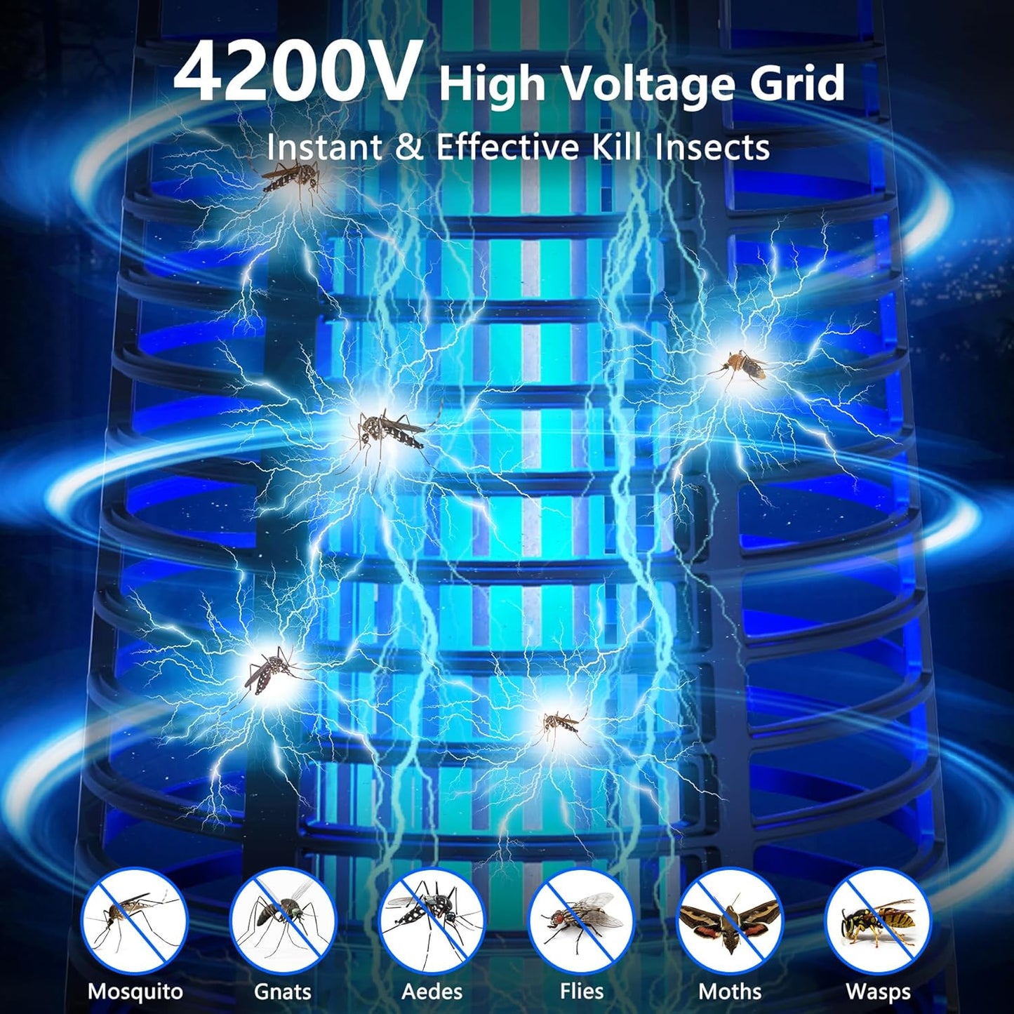 4200V Bug Zapper with LED & Remote – Waterproof Outdoor Mosquito Killer