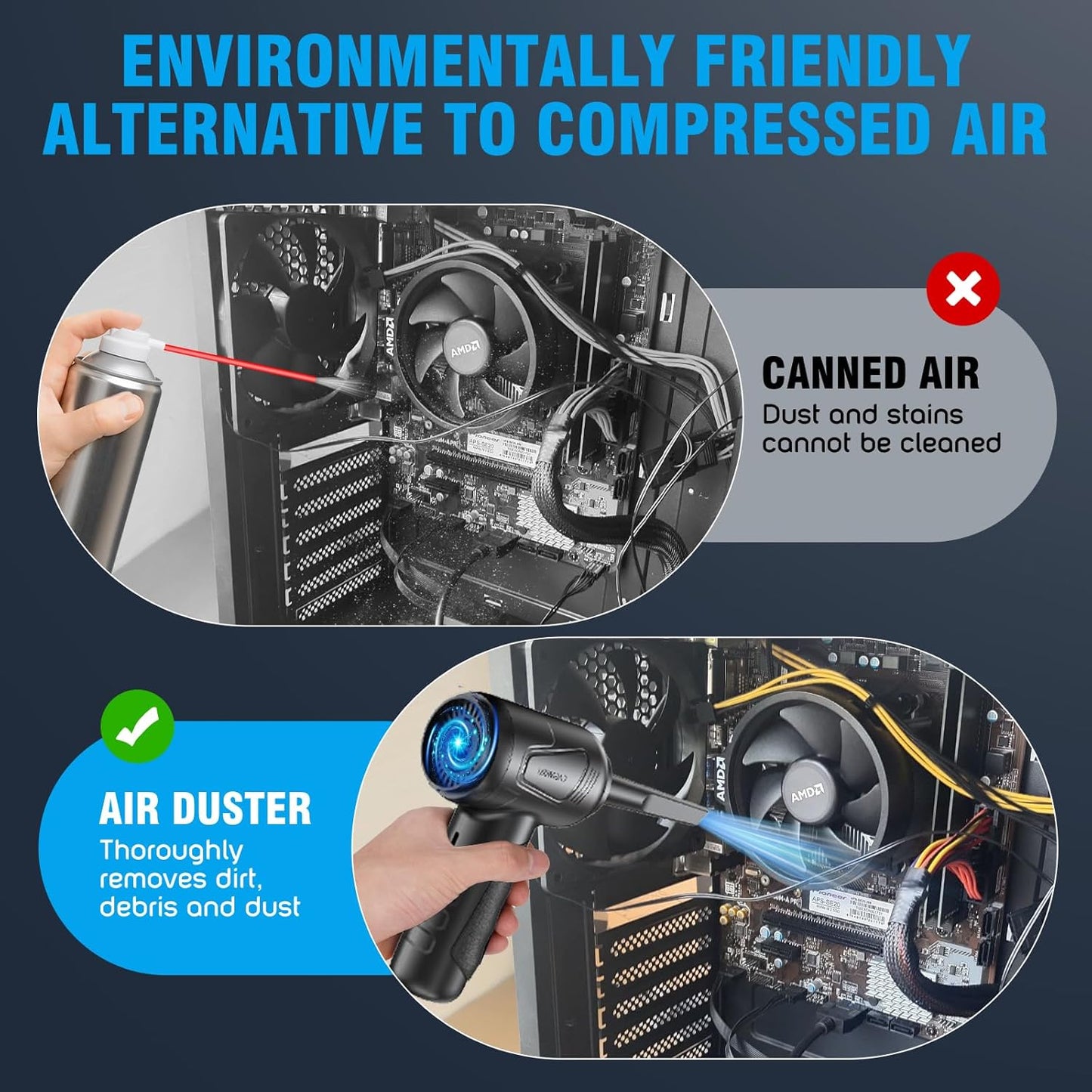 4-in-1 Electric Air Duster & Vacuum – 160000RPM, Cordless, Fast Charge