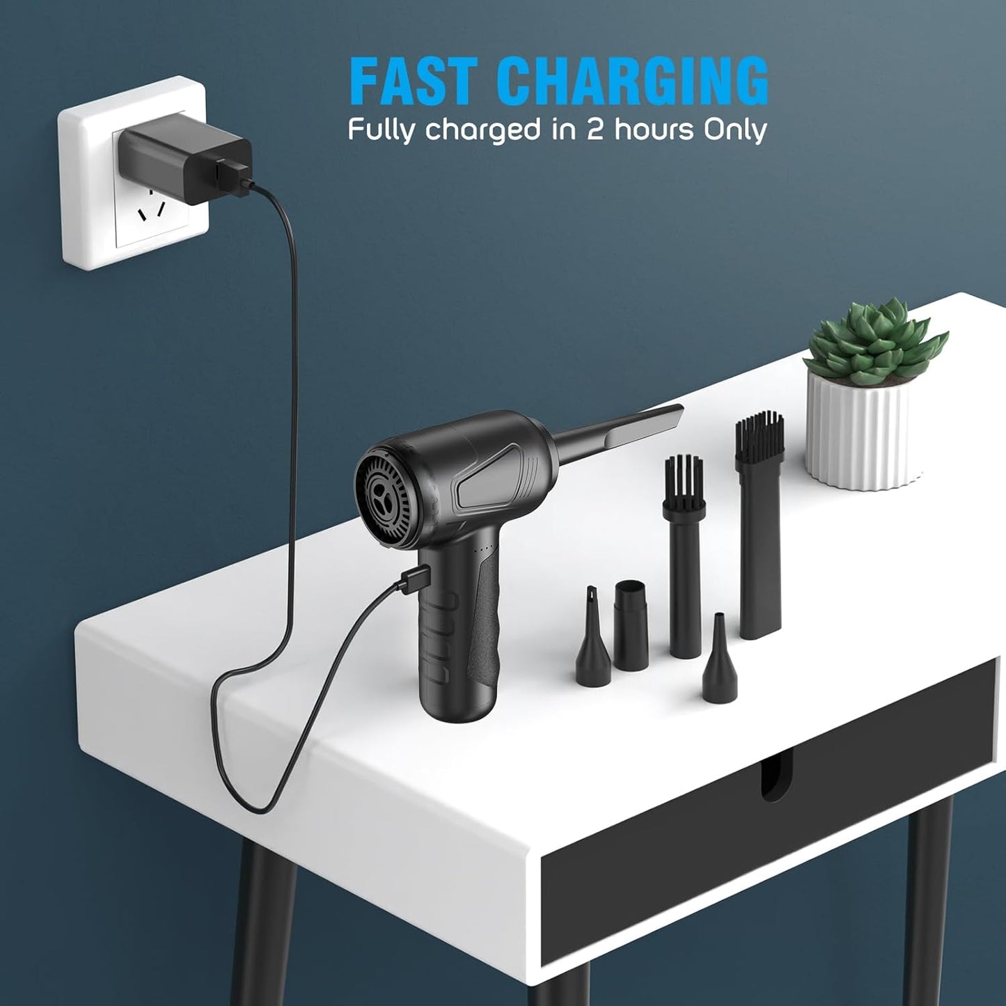 4-in-1 Electric Air Duster & Vacuum – 160000RPM, Cordless, Fast Charge