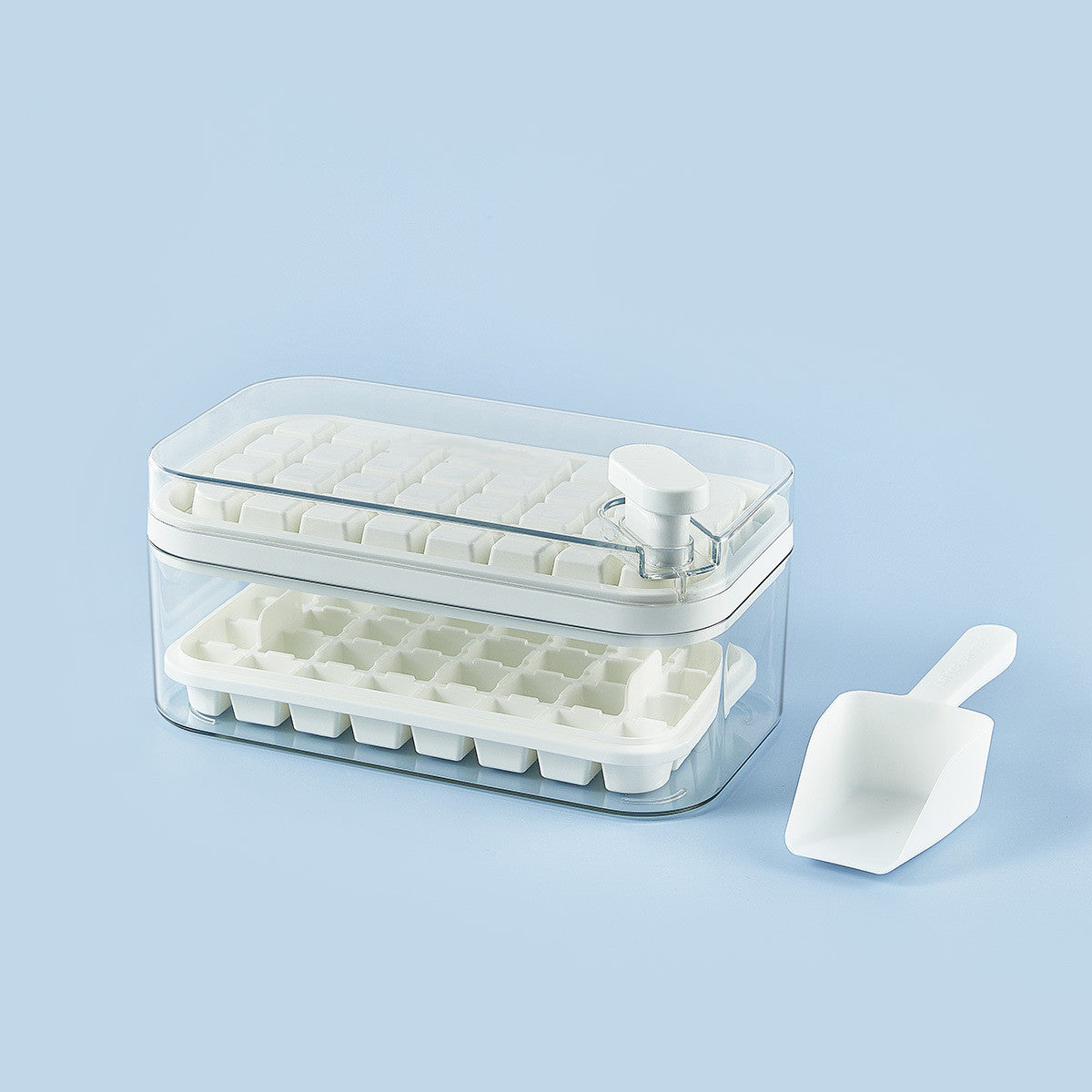 One-Button Ice Cube Maker Tray with Storage Box