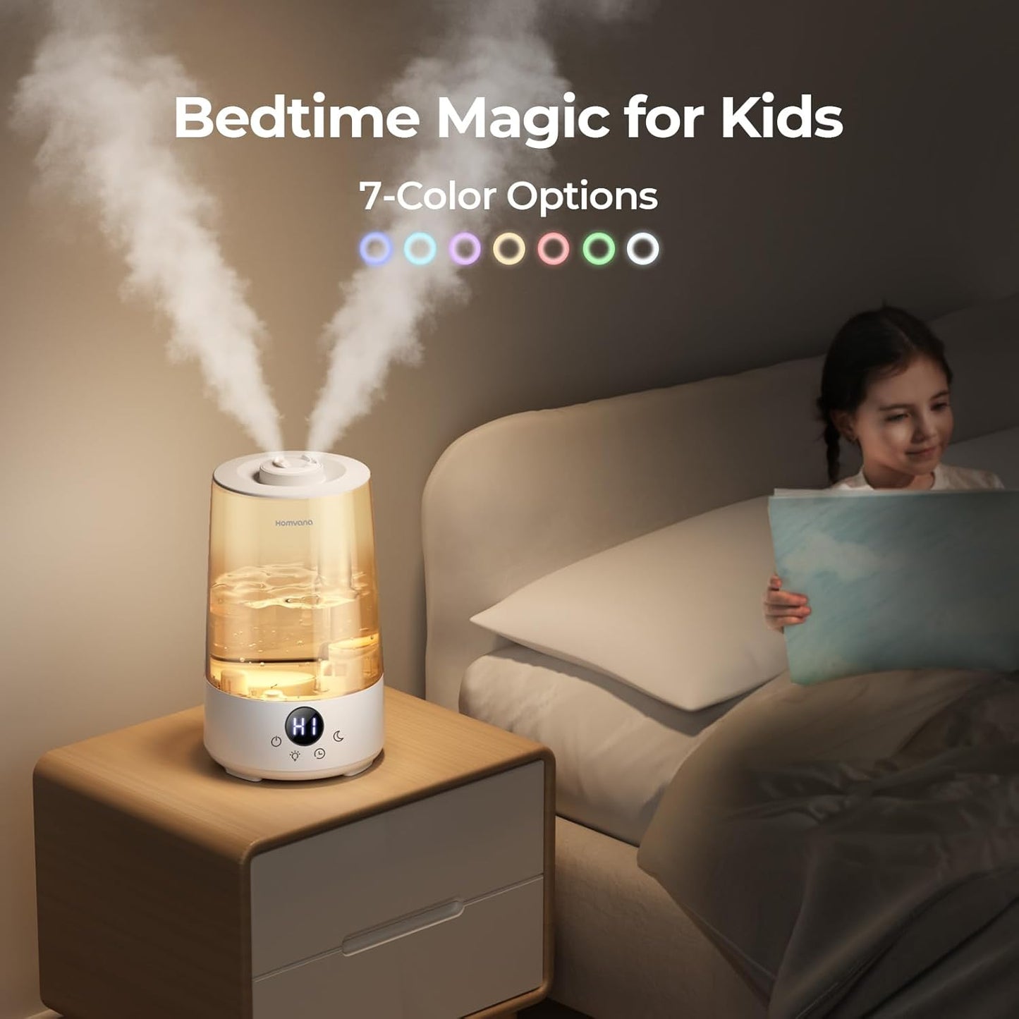 Homvana 3-in-1 Cool Mist Humidifier – 3.6L, Silent, Aroma Diffuser
