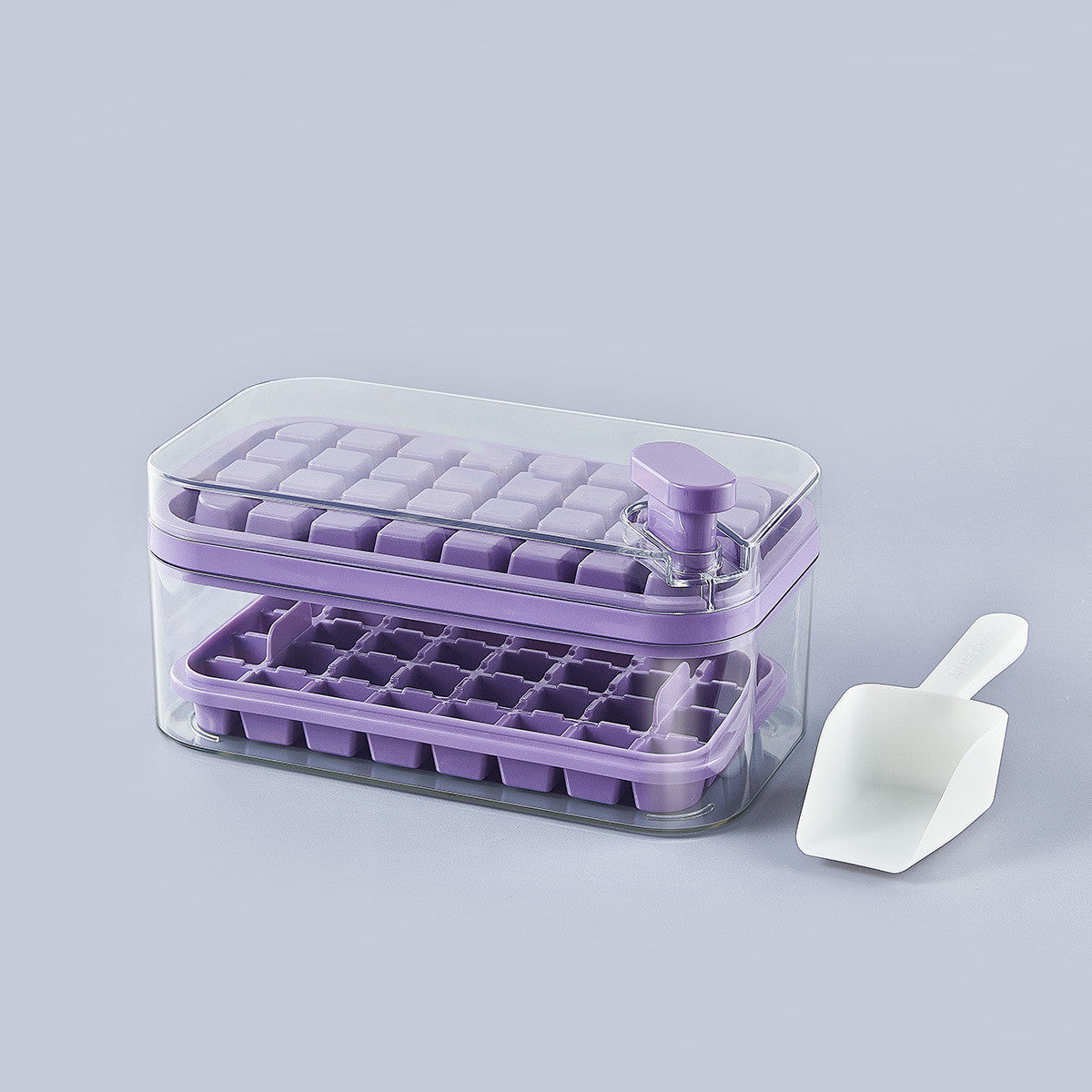 One-Button Ice Cube Maker Tray with Storage Box