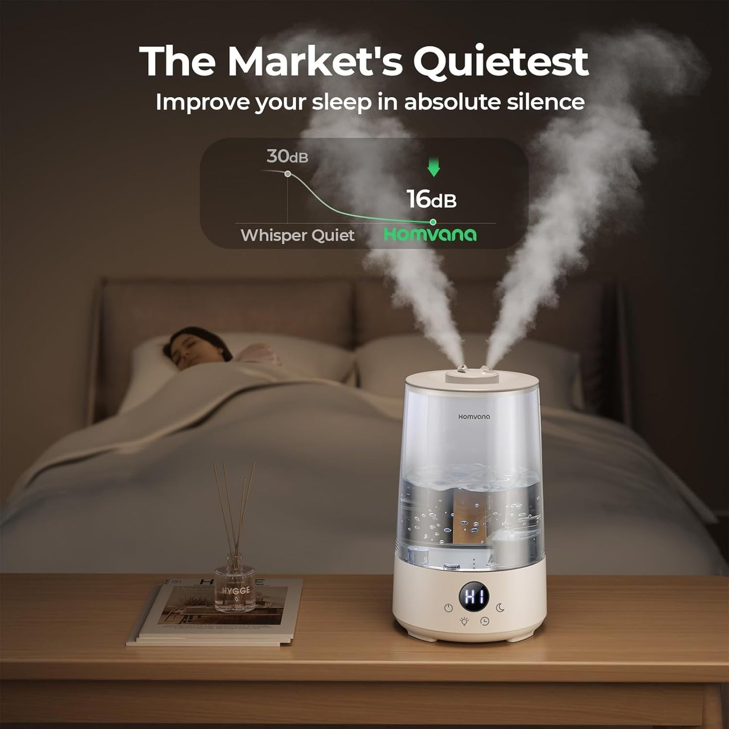 Homvana 3-in-1 Cool Mist Humidifier – 3.6L, Silent, Aroma Diffuser